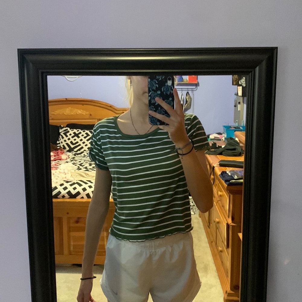 green striped top, size m